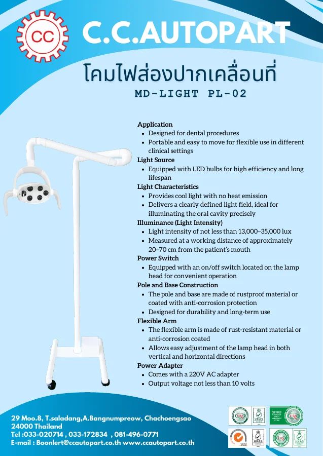 ปก โคมไฟส่องปาก MD-LIGHT PL-02 (English)